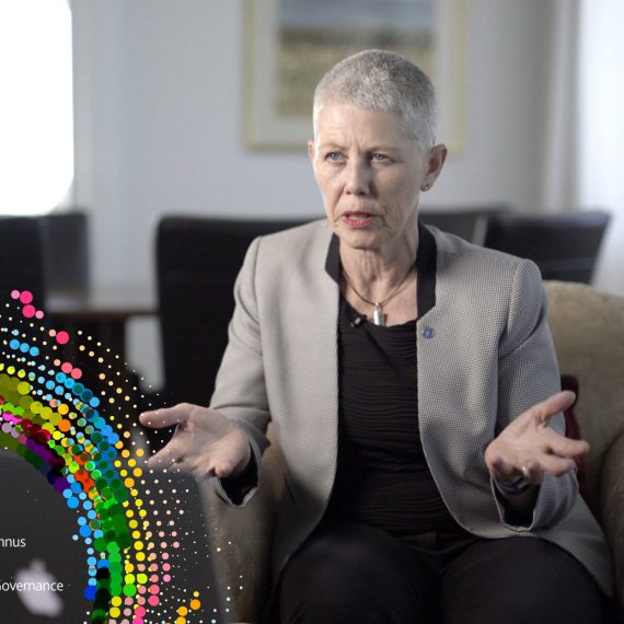 JCU Outstanding Alumni speaking at the camera